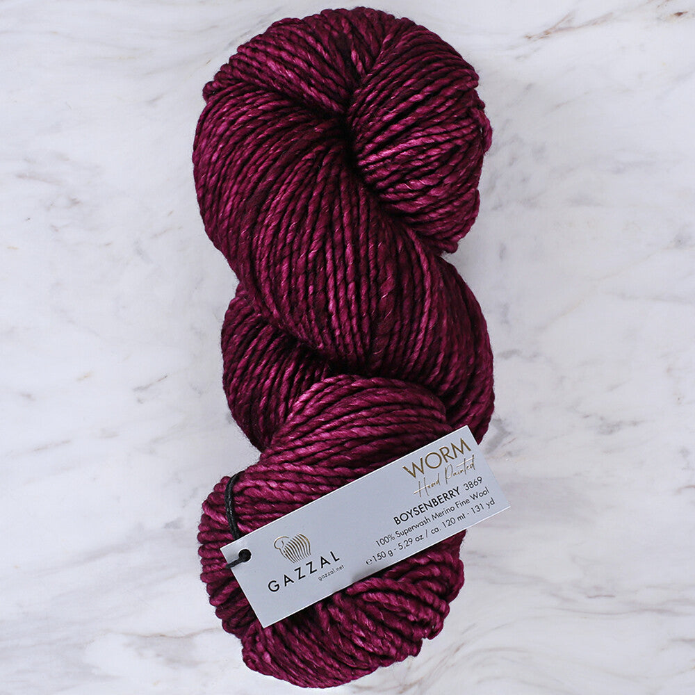 Gazzal Worm Patlıcan Moru El Örgü İpi - 3869